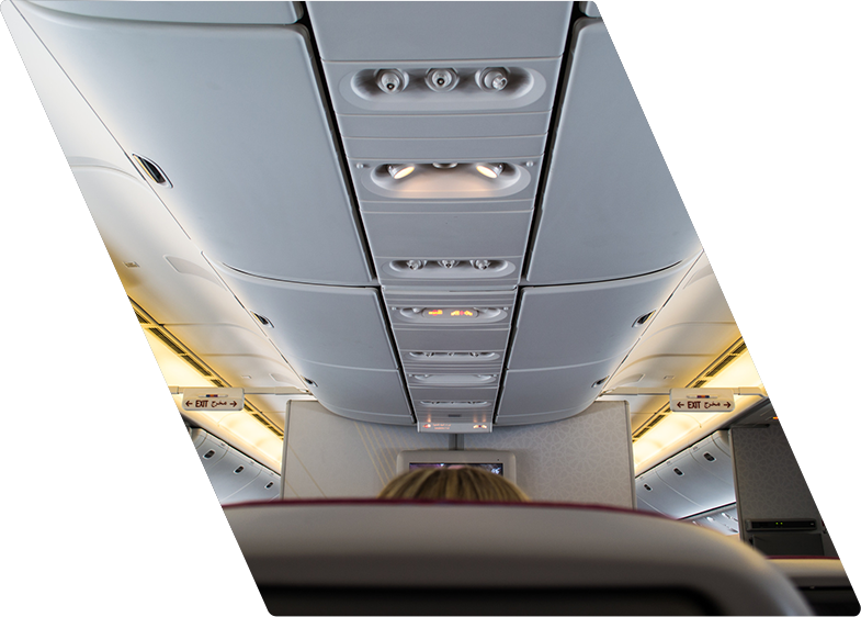 Airplane interior ceiling
